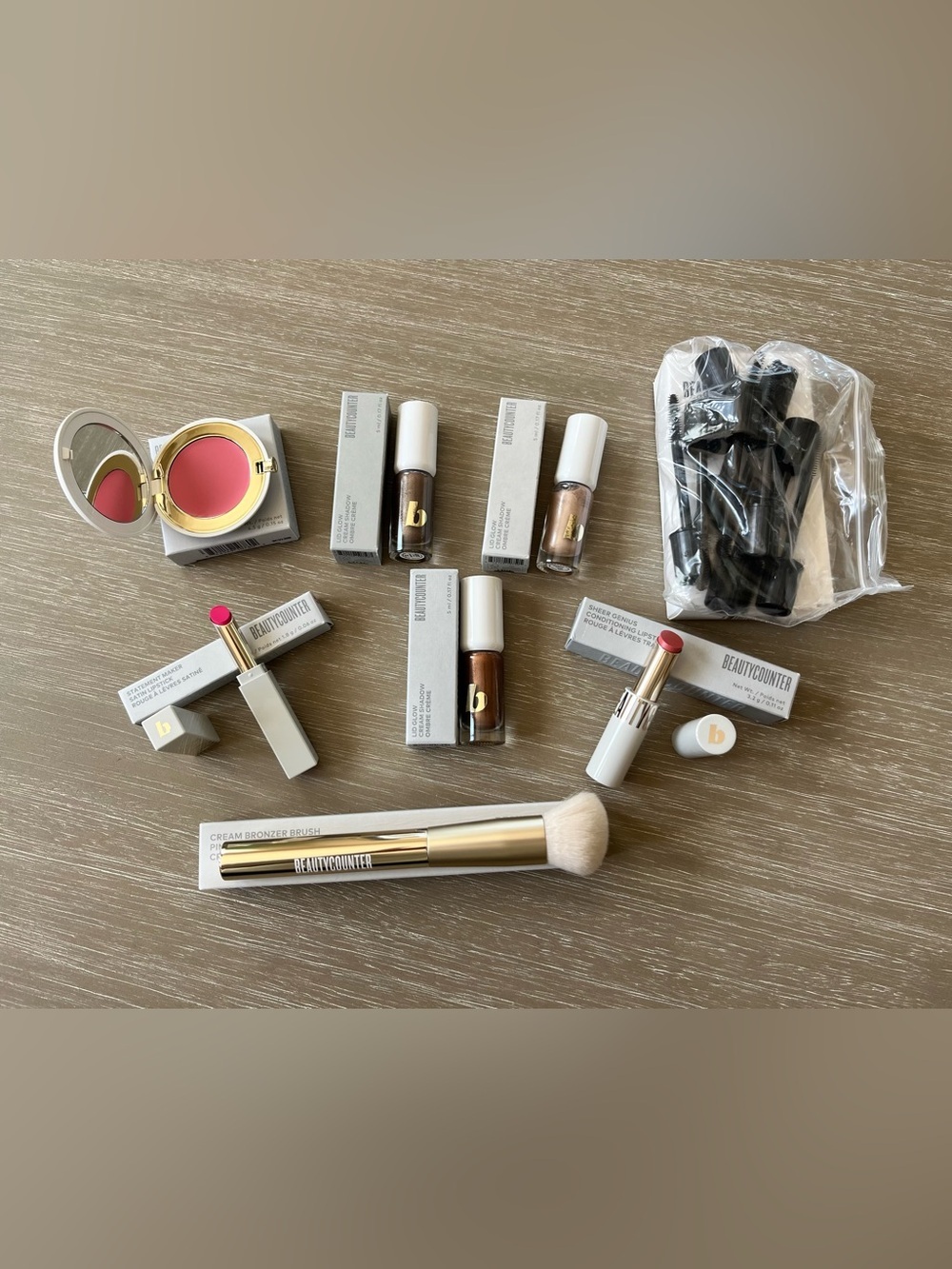 8X BeautyCounter Cream Shadow, Lipstick, Blush, Brush, Tester Wands